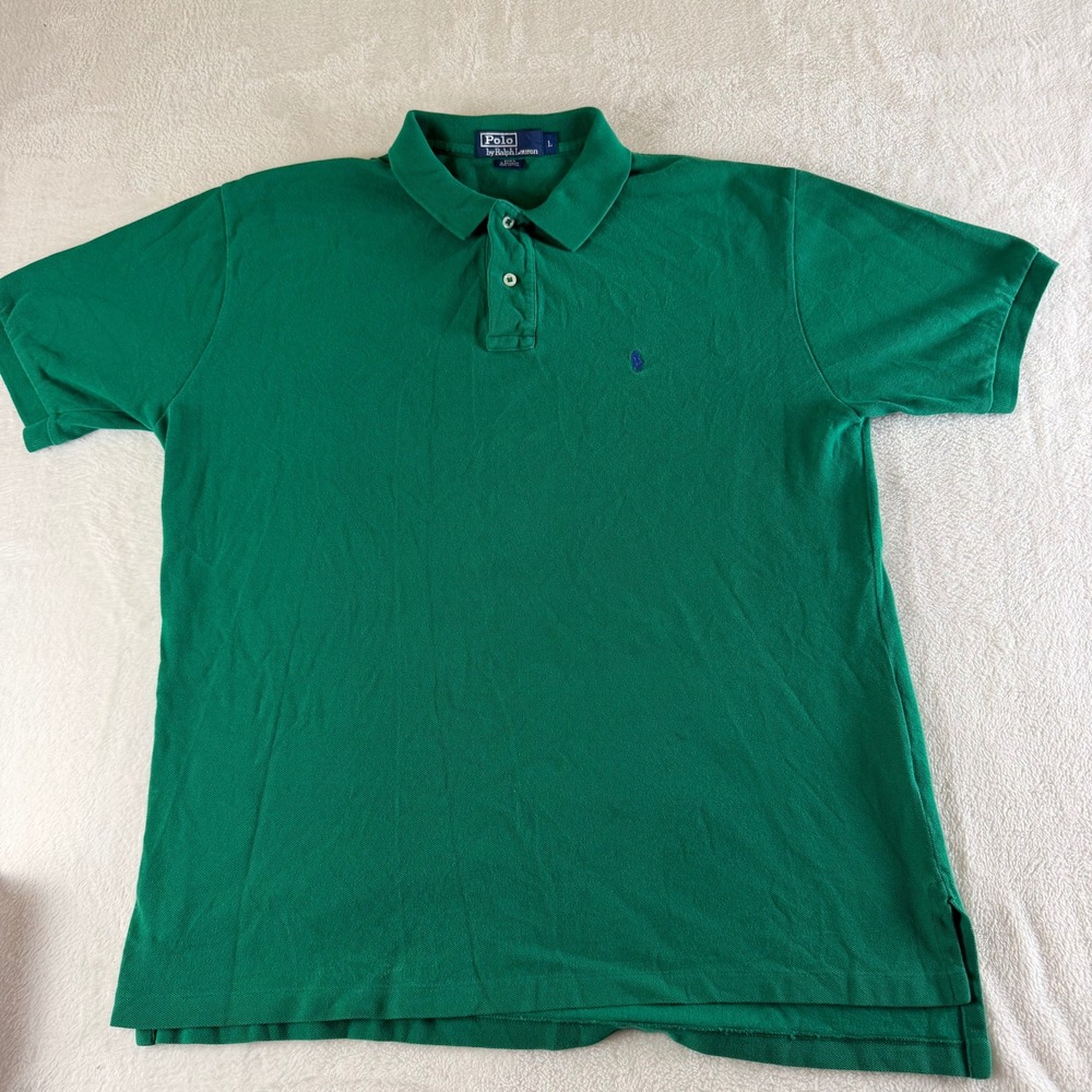 Polo Ralph Lauren Vintage Polo Shirt Mens Large Green Short Sleeve Pony Logo